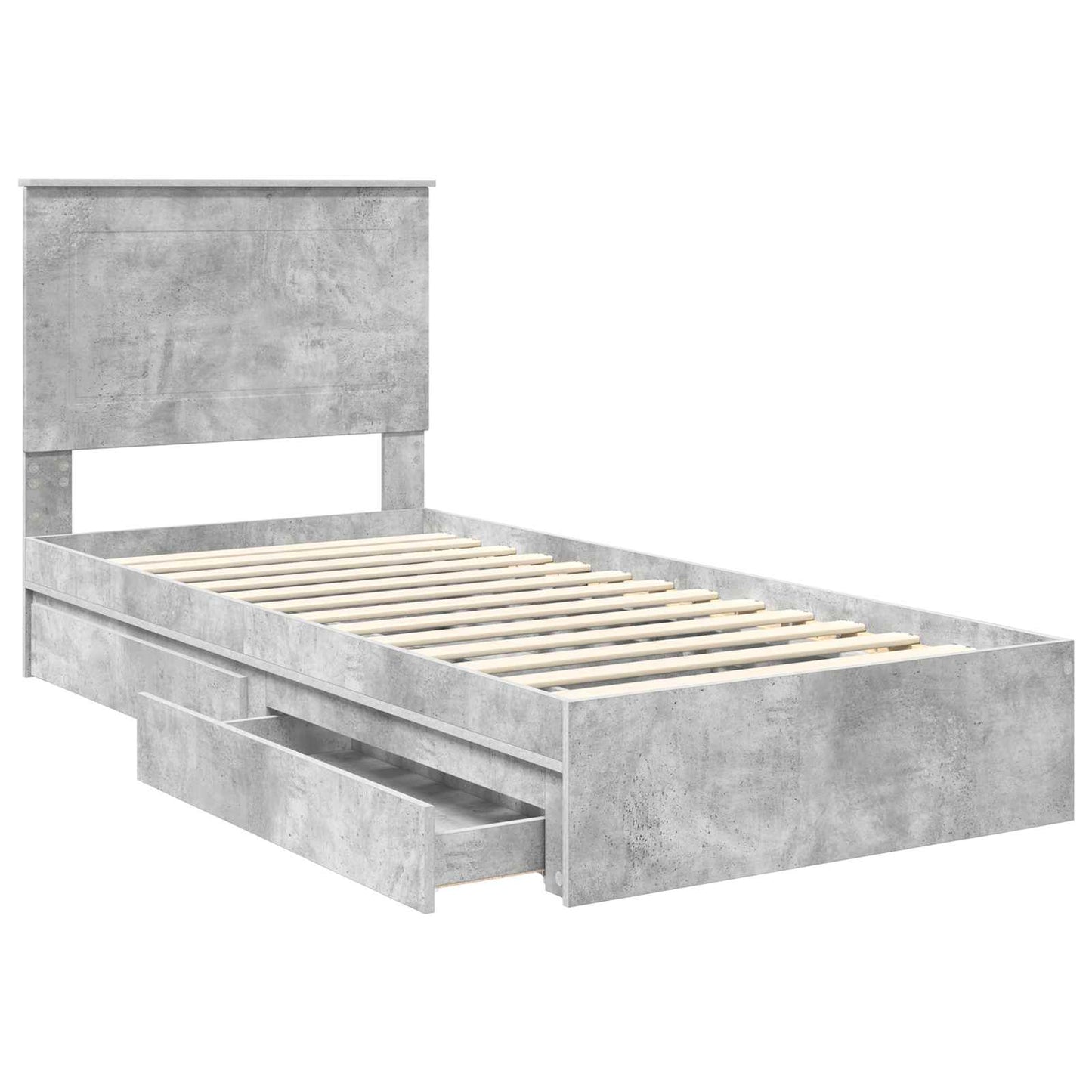 Storage Bed Concrete Grey 90 x 190 cm Engineered Wood