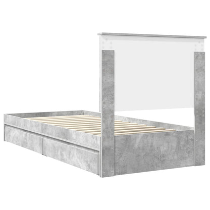 Storage Bed Concrete Grey 90 x 190 cm Engineered Wood