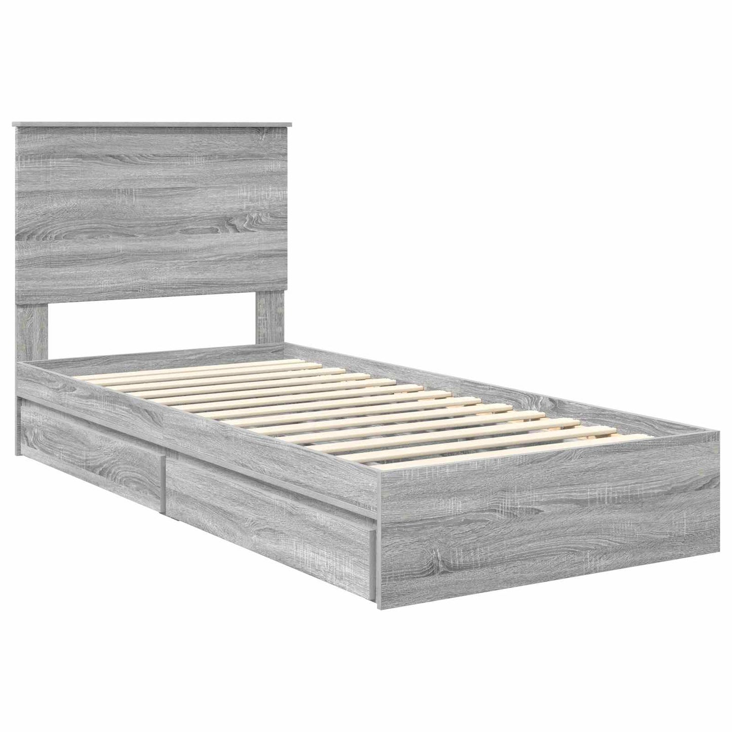 Storage Bed with Drawer Grey Sonoma 90 x 190 cm Engineered Wood