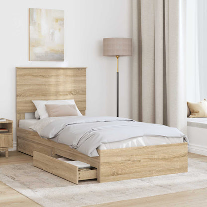 Storage Bed with Drawer Sonoma Oak 90 x 200 cm Engineered Wood