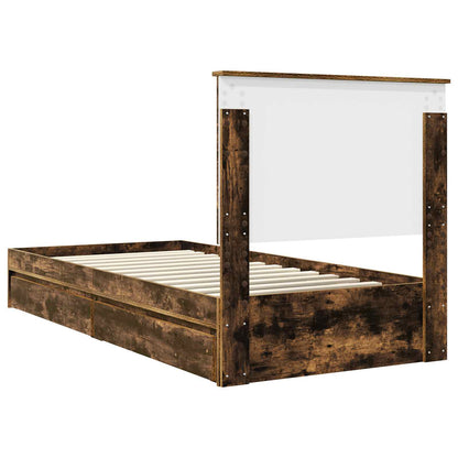 Storage Bed with Drawer Smoked Oak 90 x 200 cm Engineered Wood
