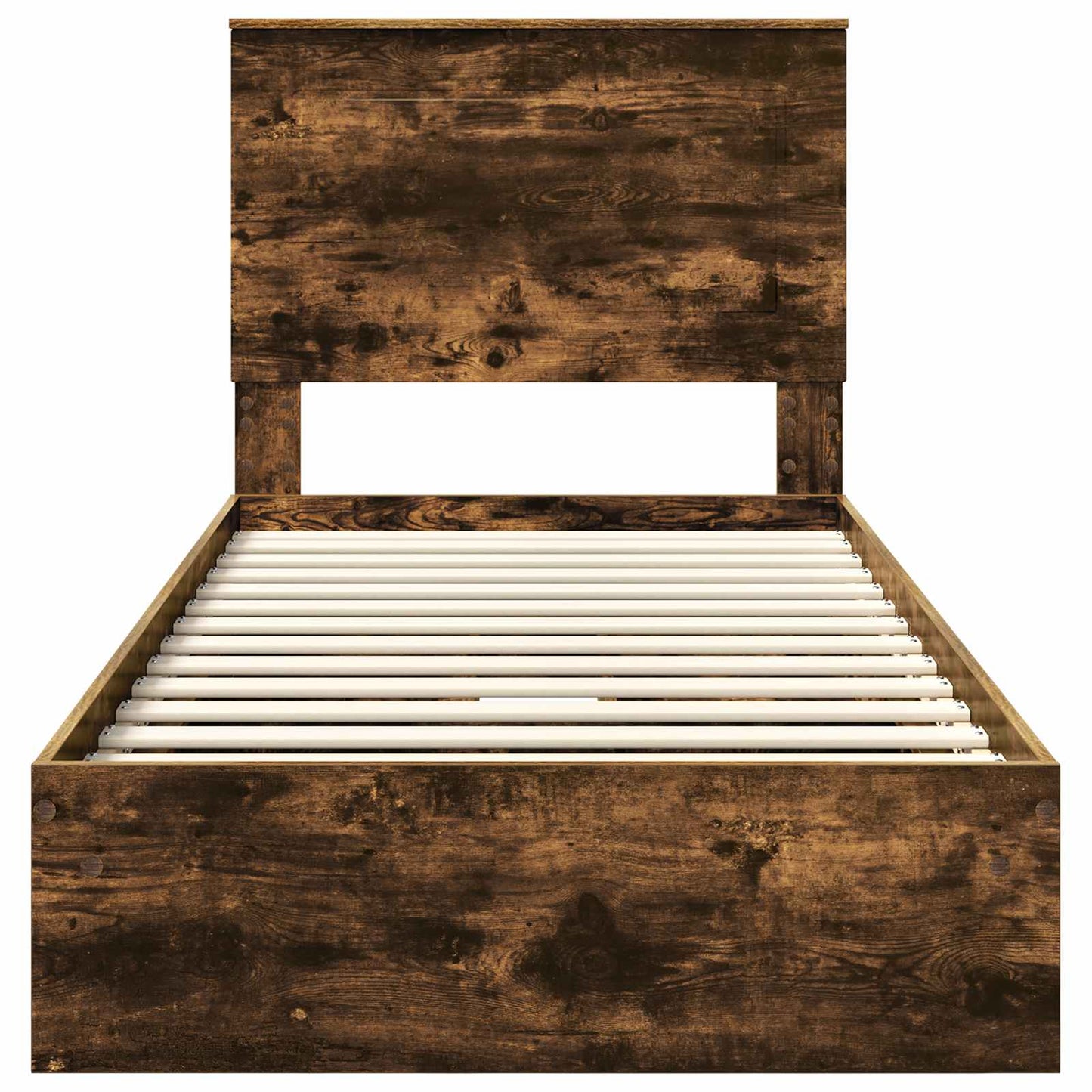 Storage Bed with Drawer Smoked Oak 90 x 200 cm Engineered Wood