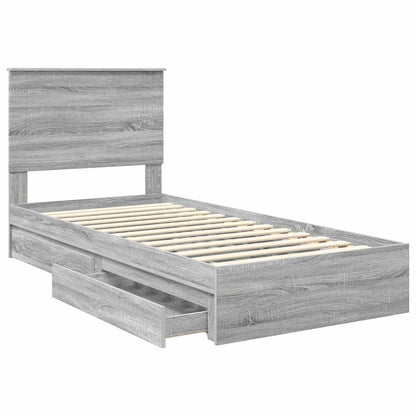 Storage Bed with Drawer Grey Sonoma 90 x 200 cm Engineered Wood