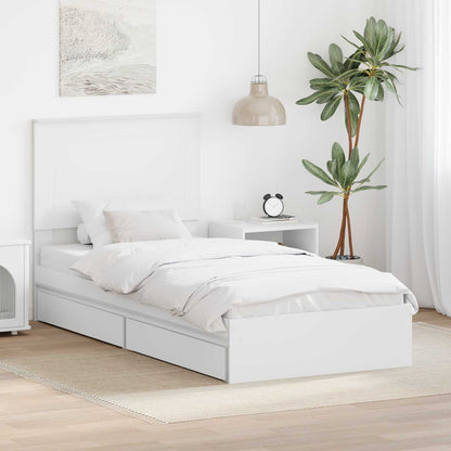 Storage Bed with Headboard White 75 x 190 cm Engineered Wood