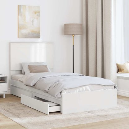 Storage Bed with Headboard White 75 x 190 cm Engineered Wood