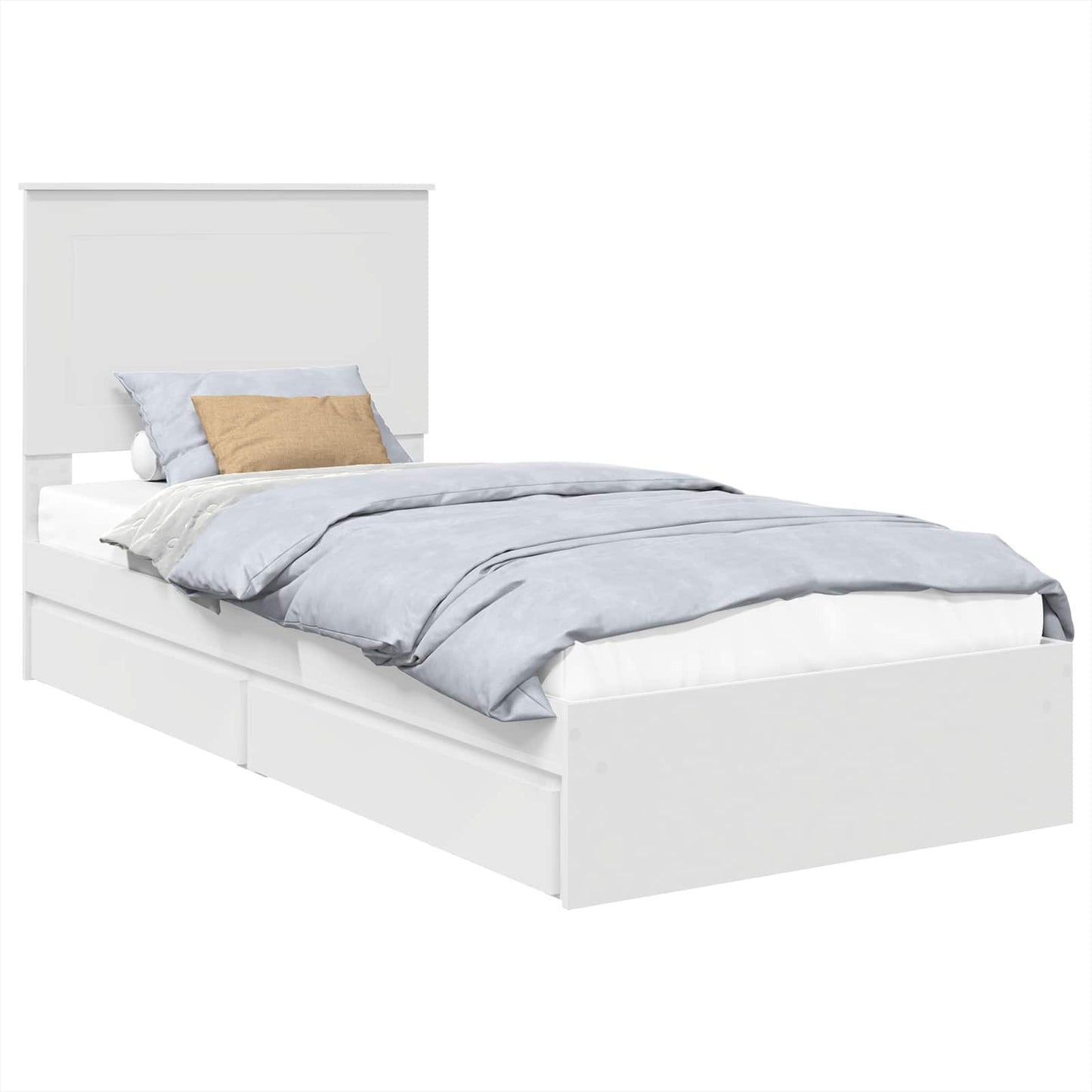 Storage Bed with Headboard White 75 x 190 cm Engineered Wood