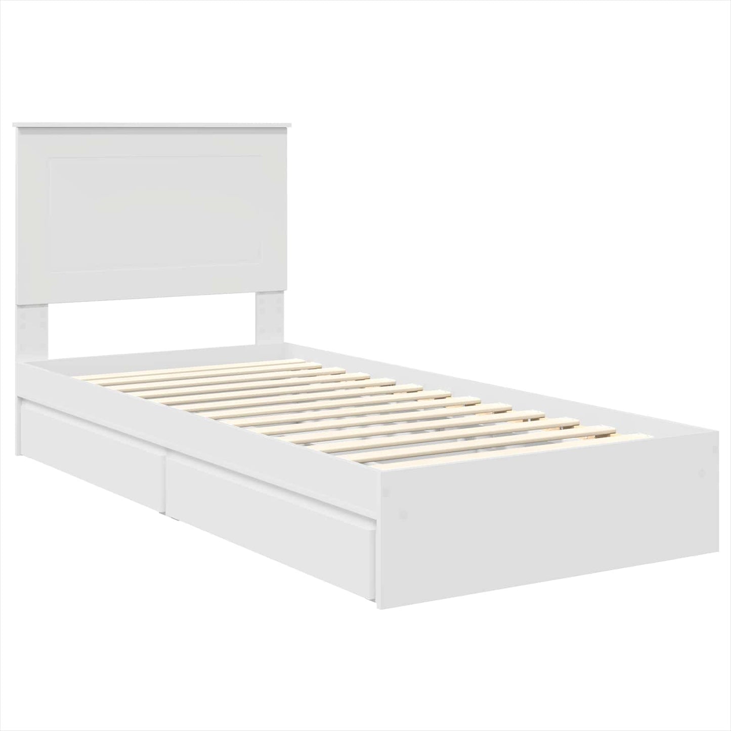 Storage Bed with Headboard White 75 x 190 cm Engineered Wood