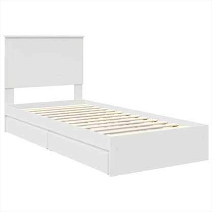 Storage Bed with Headboard White 75 x 190 cm Engineered Wood