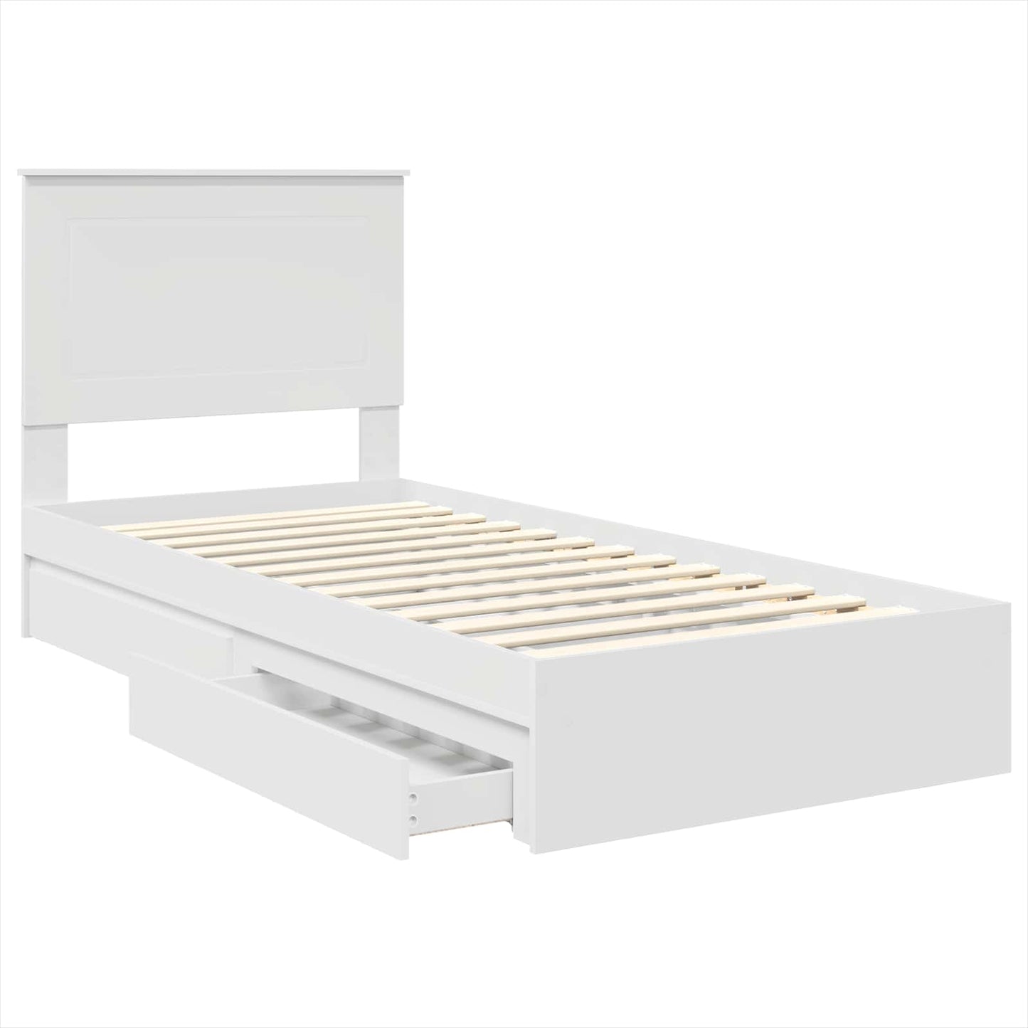 Storage Bed with Headboard White 75 x 190 cm Engineered Wood