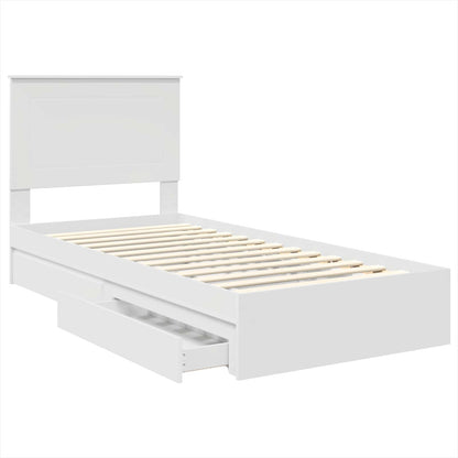 Storage Bed with Headboard White 75 x 190 cm Engineered Wood