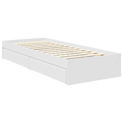 Storage Bed with Headboard White 75 x 190 cm Engineered Wood