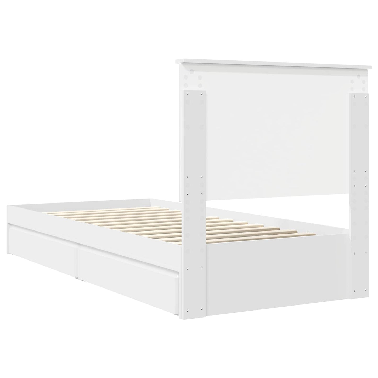 Storage Bed with Headboard White 75 x 190 cm Engineered Wood