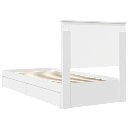 Storage Bed with Headboard White 75 x 190 cm Engineered Wood