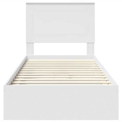 Storage Bed with Headboard White 75 x 190 cm Engineered Wood