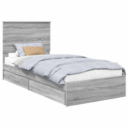 Storage Bed with Drawer Grey Sonoma 75 x 190 cm Engineered Wood