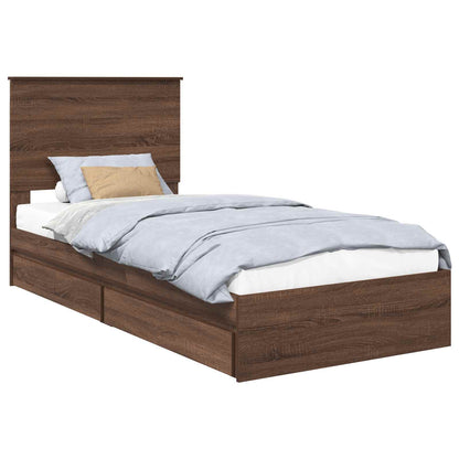 Storage Bed with Drawer Brown Oak 75 x 190 cm Engineered Wood