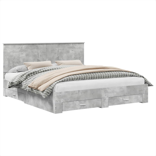 Bed Frame Concrete Grey 180 x 200 cm Engineered Wood