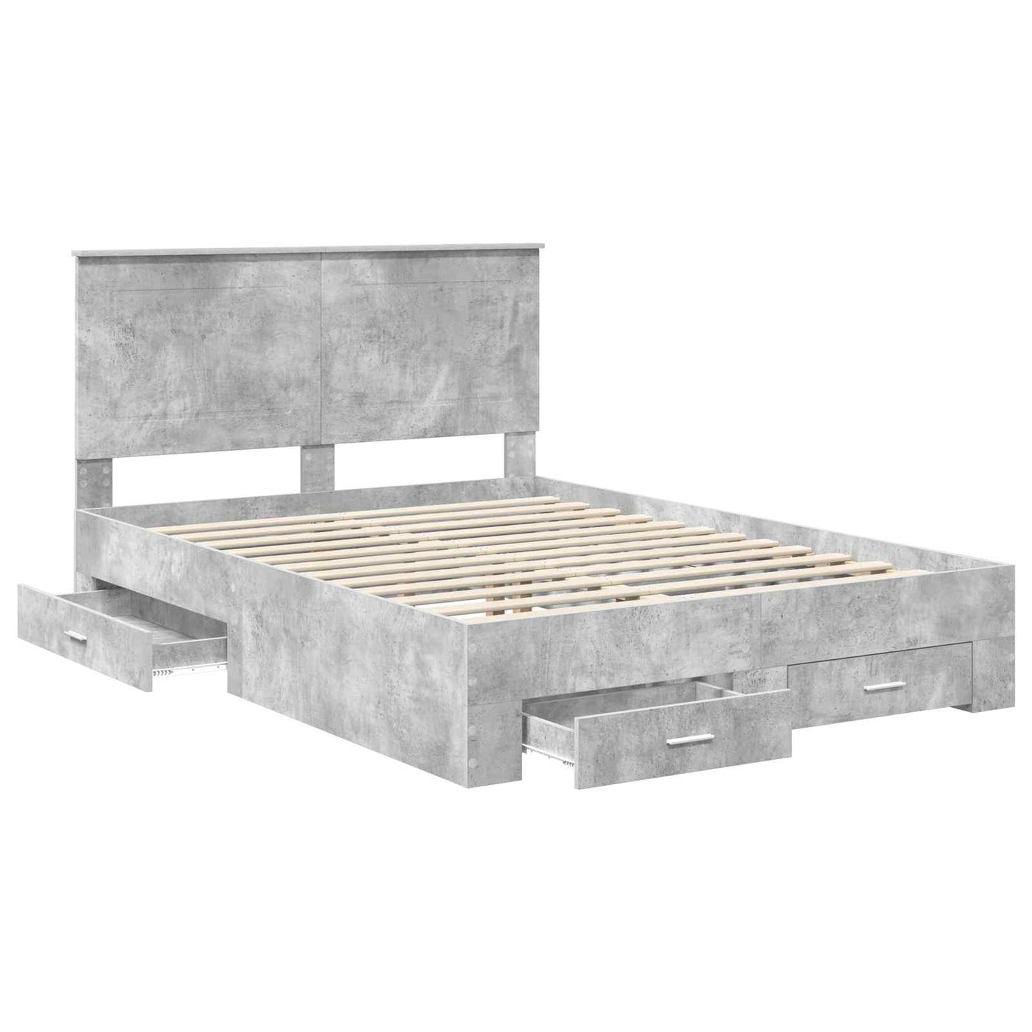 Bed Frame Concrete Grey 160 x 200 cm Engineered Wood