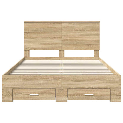 Bed Frame with Drawer Sonoma Oak 150 x 200 cm Engineered Wood