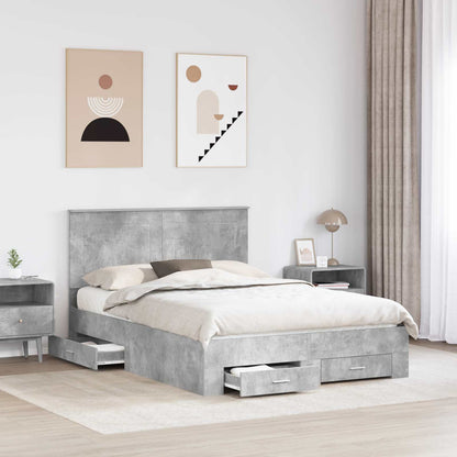 Bed Frame Concrete Grey 150 x 200 cm Engineered Wood