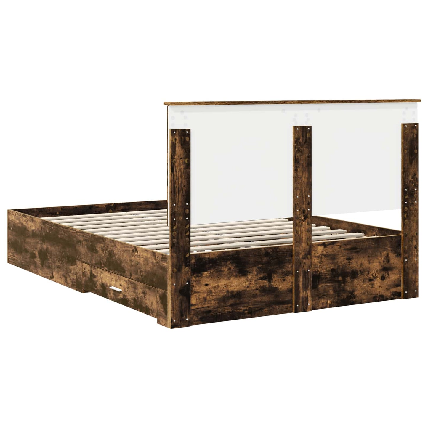 Bed Frame with Drawer Smoked Oak 150 x 200 cm Engineered Wood