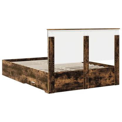 Bed Frame with Drawer Smoked Oak 150 x 200 cm Engineered Wood