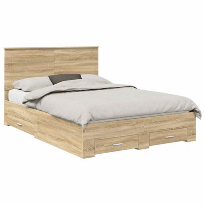 Bed Frame with Drawer Sonoma Oak 140 x 190 cm Engineered Wood