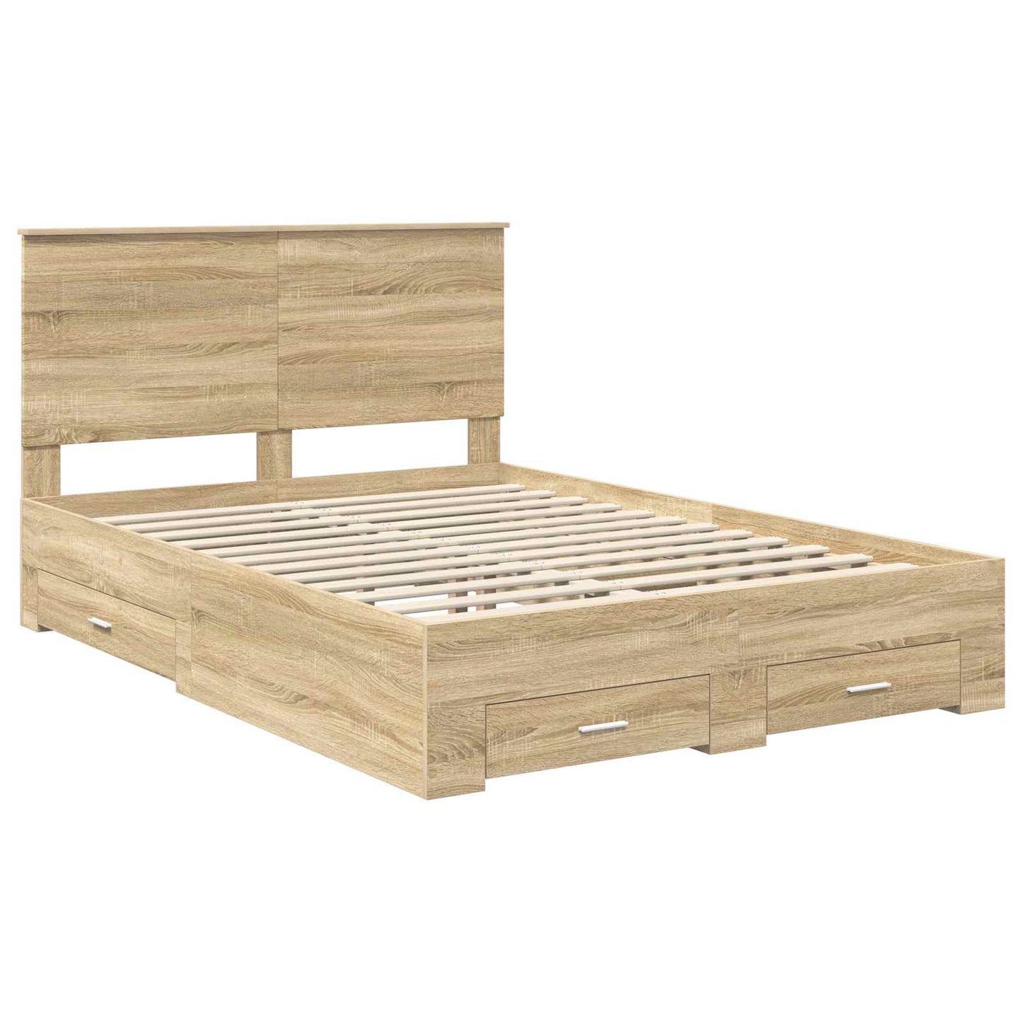 Bed Frame with Drawer Sonoma Oak 140 x 190 cm Engineered Wood