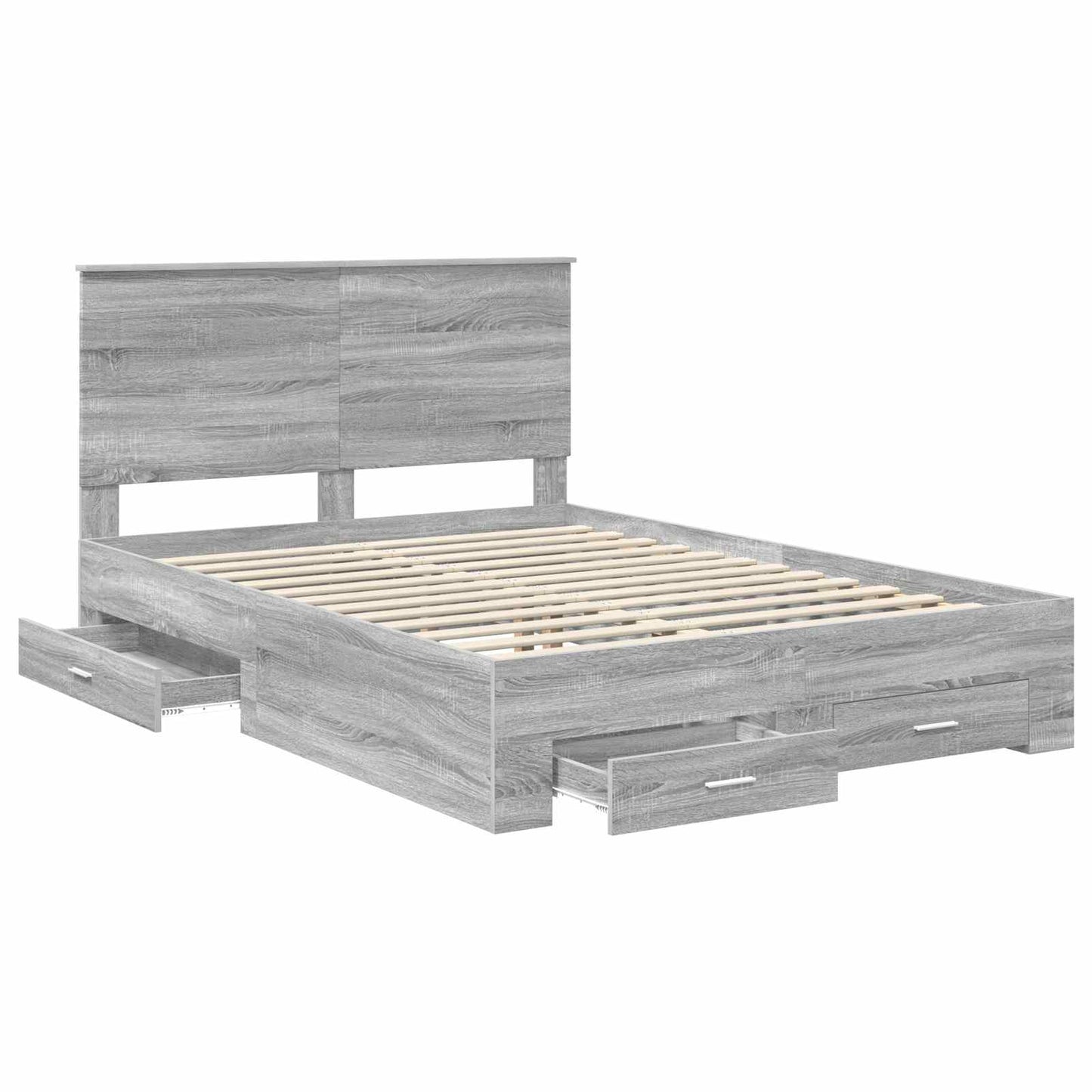 Bed Frame with Drawer Grey Sonoma 140 x 190 cm Engineered Wood