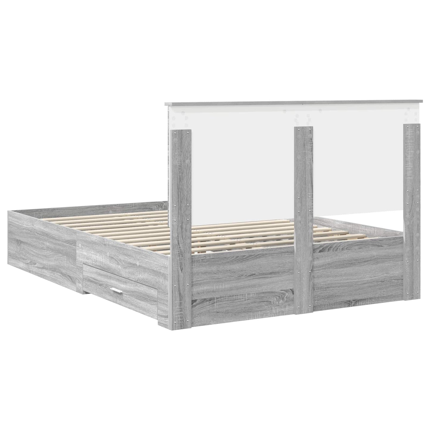 Bed Frame with Drawer Grey Sonoma 140 x 190 cm Engineered Wood