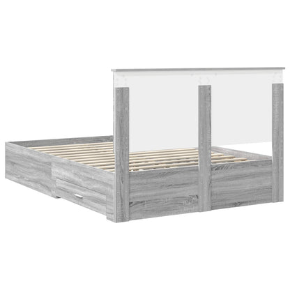 Bed Frame with Drawer Grey Sonoma 140 x 190 cm Engineered Wood