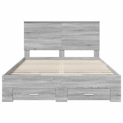 Bed Frame with Drawer Grey Sonoma 140 x 190 cm Engineered Wood