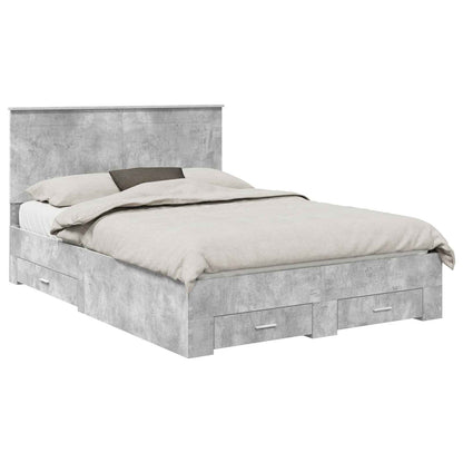 Bed Frame Concrete Grey 140 x 200 cm Engineered Wood