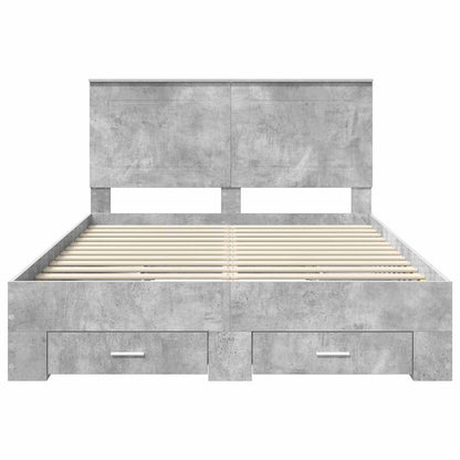 Bed Frame Concrete Grey 140 x 200 cm Engineered Wood