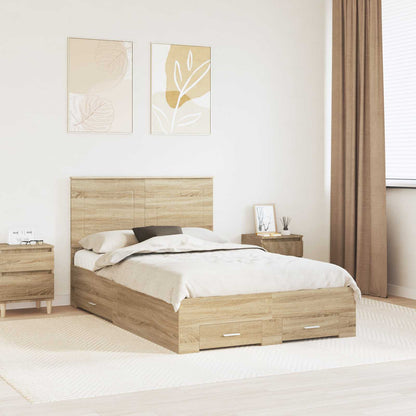 Bed Frame with Drawer Sonoma Oak 135 x 190 cm Engineered Wood