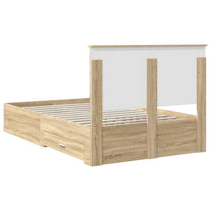 Bed Frame with Drawer Sonoma Oak 135 x 190 cm Engineered Wood