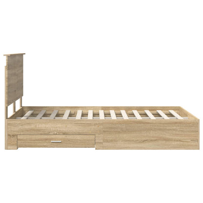 Bed Frame with Drawer Sonoma Oak 135 x 190 cm Engineered Wood