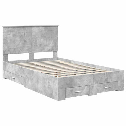 Bed Frame Concrete Grey 135 x 190 cm Engineered Wood