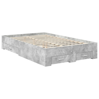 Bed Frame Concrete Grey 135 x 190 cm Engineered Wood