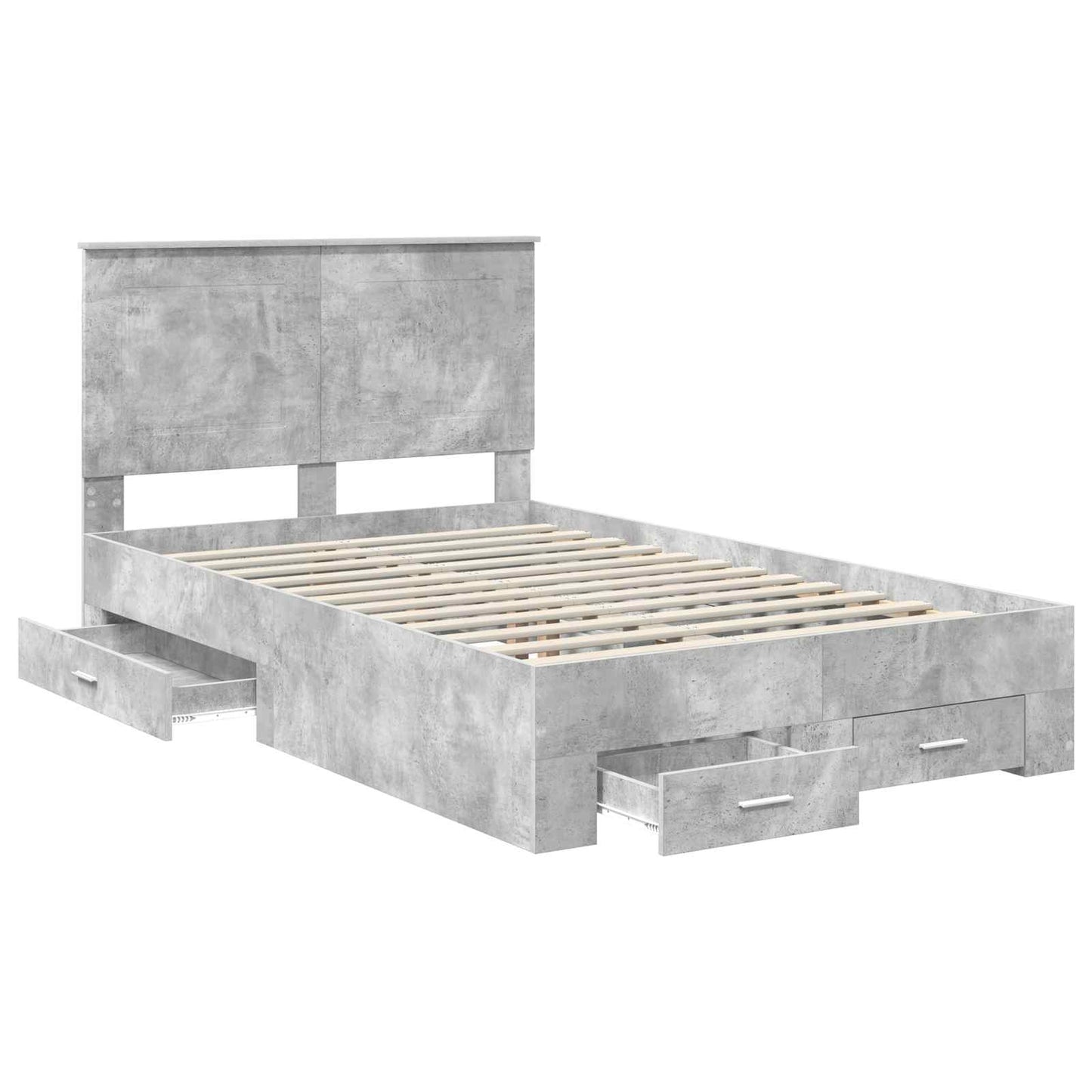 Bed Frame Concrete Grey 120 x 190 cm Engineered Wood