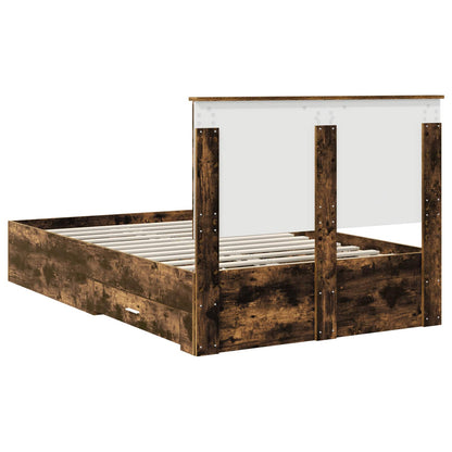 Bed Frame with Drawer Smoked Oak 120 x 190 cm Engineered Wood