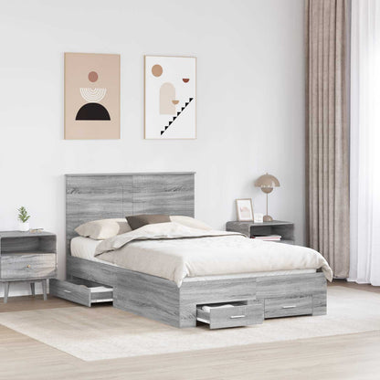 Bed Frame with Drawer Grey Sonoma 120 x 190 cm Engineered Wood