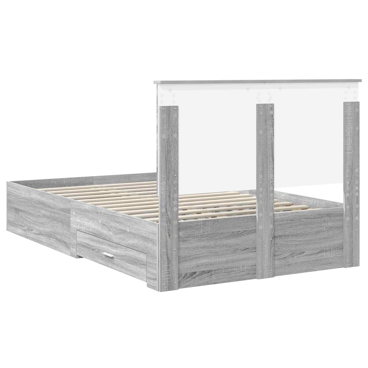 Bed Frame with Drawer Grey Sonoma 120 x 190 cm Engineered Wood