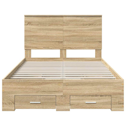 Bed Frame with Drawer Sonoma Oak 120 x 200 cm Engineered Wood