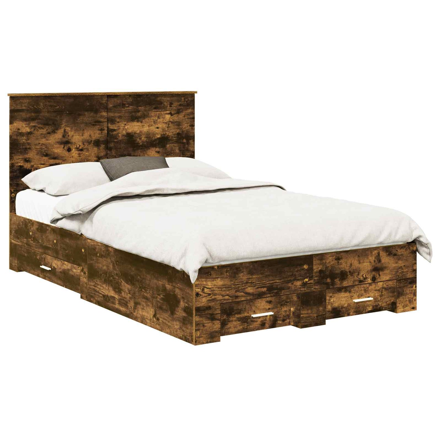 Bed Frame with Drawer Smoked Oak 120 x 200 cm Engineered Wood