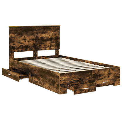 Bed Frame with Drawer Smoked Oak 120 x 200 cm Engineered Wood