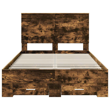 Bed Frame with Drawer Smoked Oak 120 x 200 cm Engineered Wood