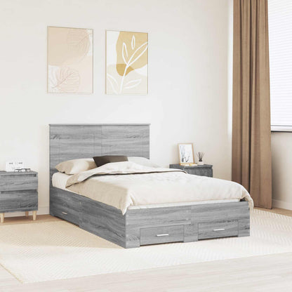 Bed Frame with Drawer Grey Sonoma 120 x 200 cm Engineered Wood
