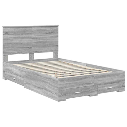 Bed Frame with Drawer Grey Sonoma 120 x 200 cm Engineered Wood