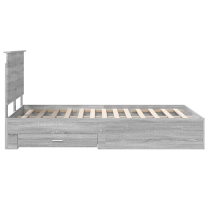 Bed Frame with Drawer Grey Sonoma 120 x 200 cm Engineered Wood